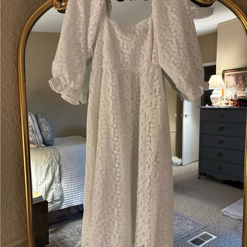 Mikarose White Floral Lace Maxi Dress